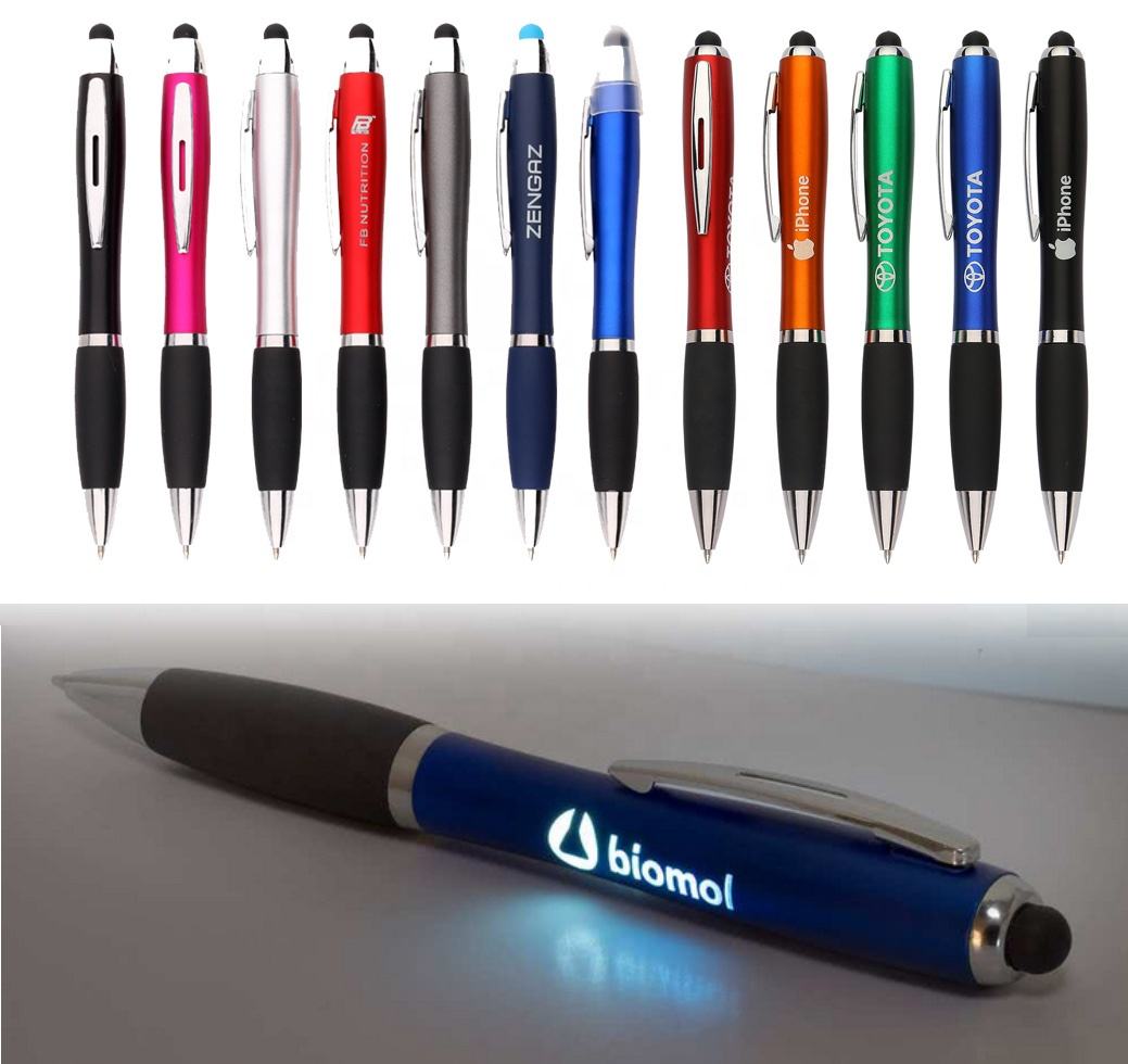 wholesale promotional pens personalized oem custom logo stylus pens logo printed plastic white black blue ballpen ballpoint pen