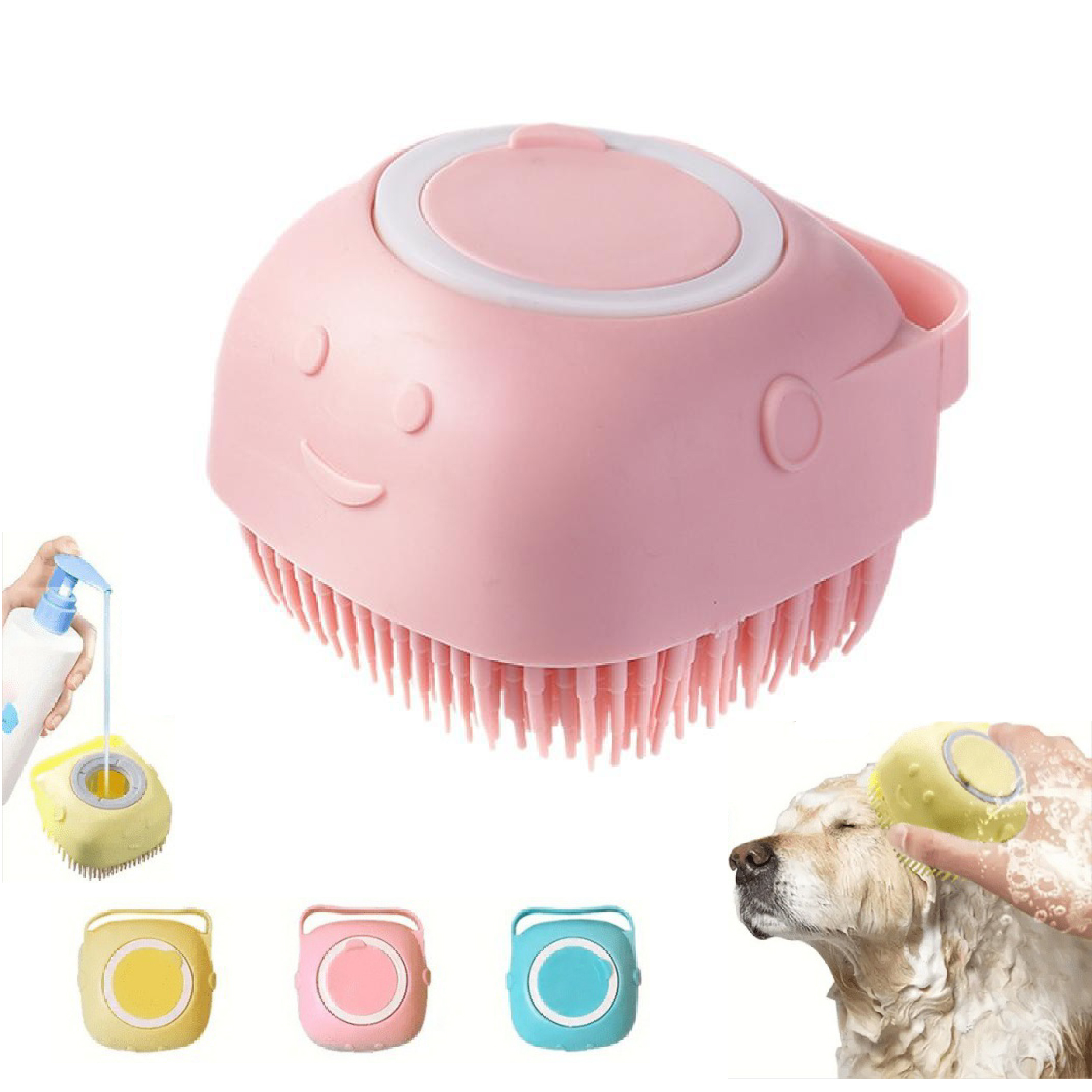 Pet Dog Shampoo Bathing Brush for Easy and Gentle Grooming