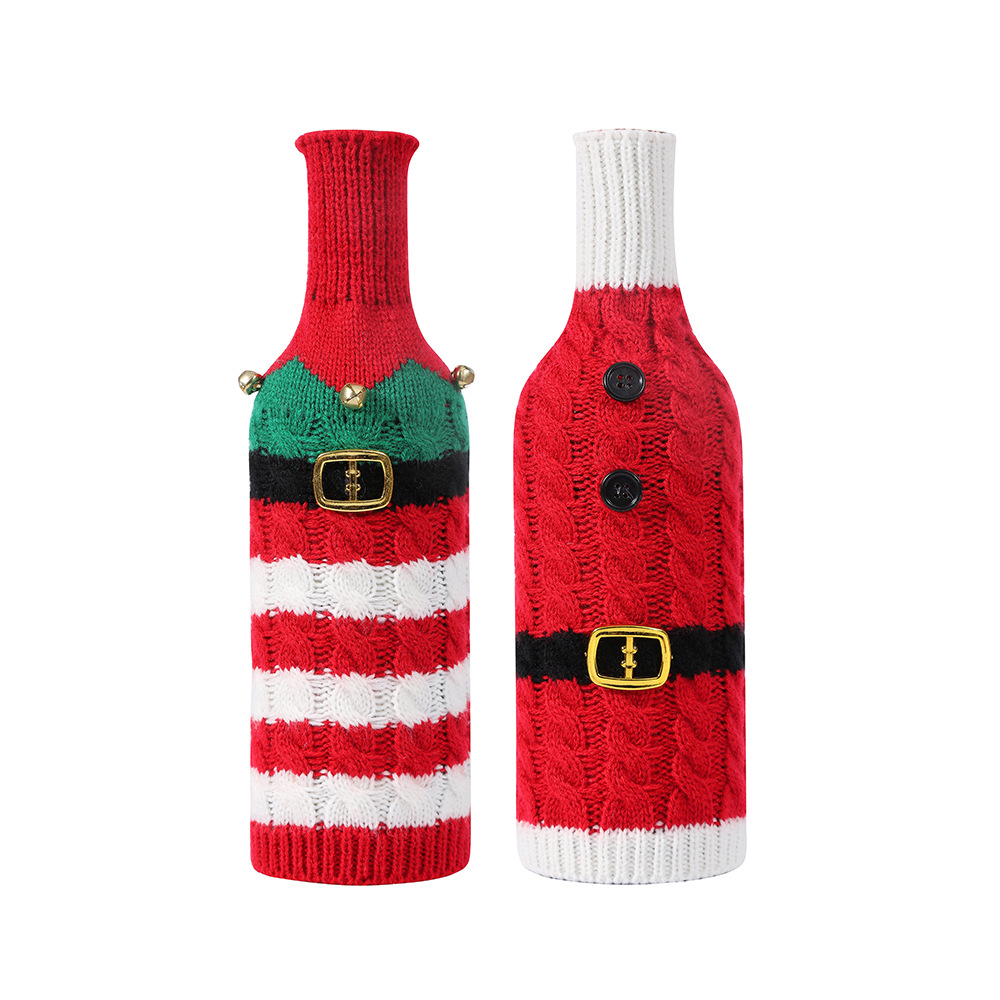 Knitted Christmas Wine Bottle Cover for Holiday Decor