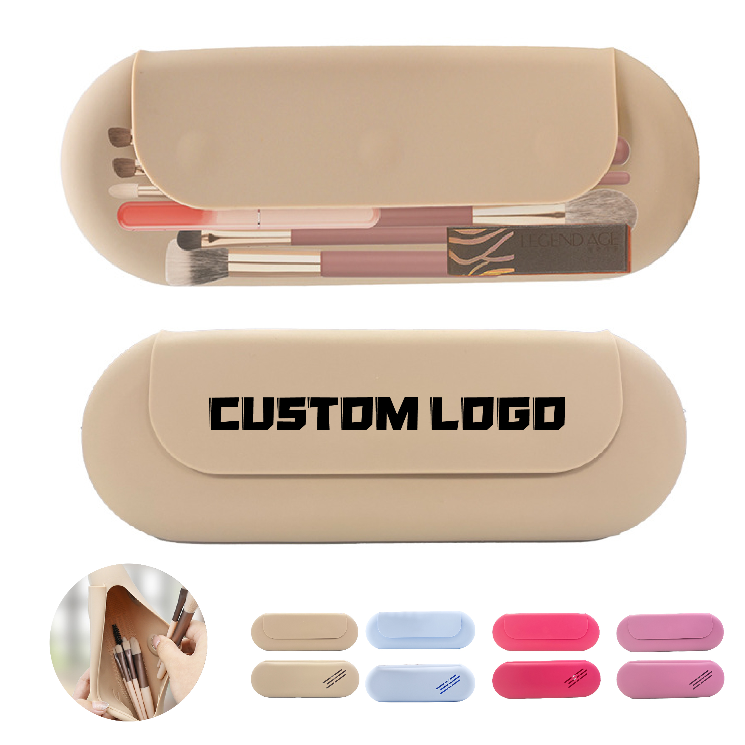 Portable Silicone Travel Makeup Brush Case Bag