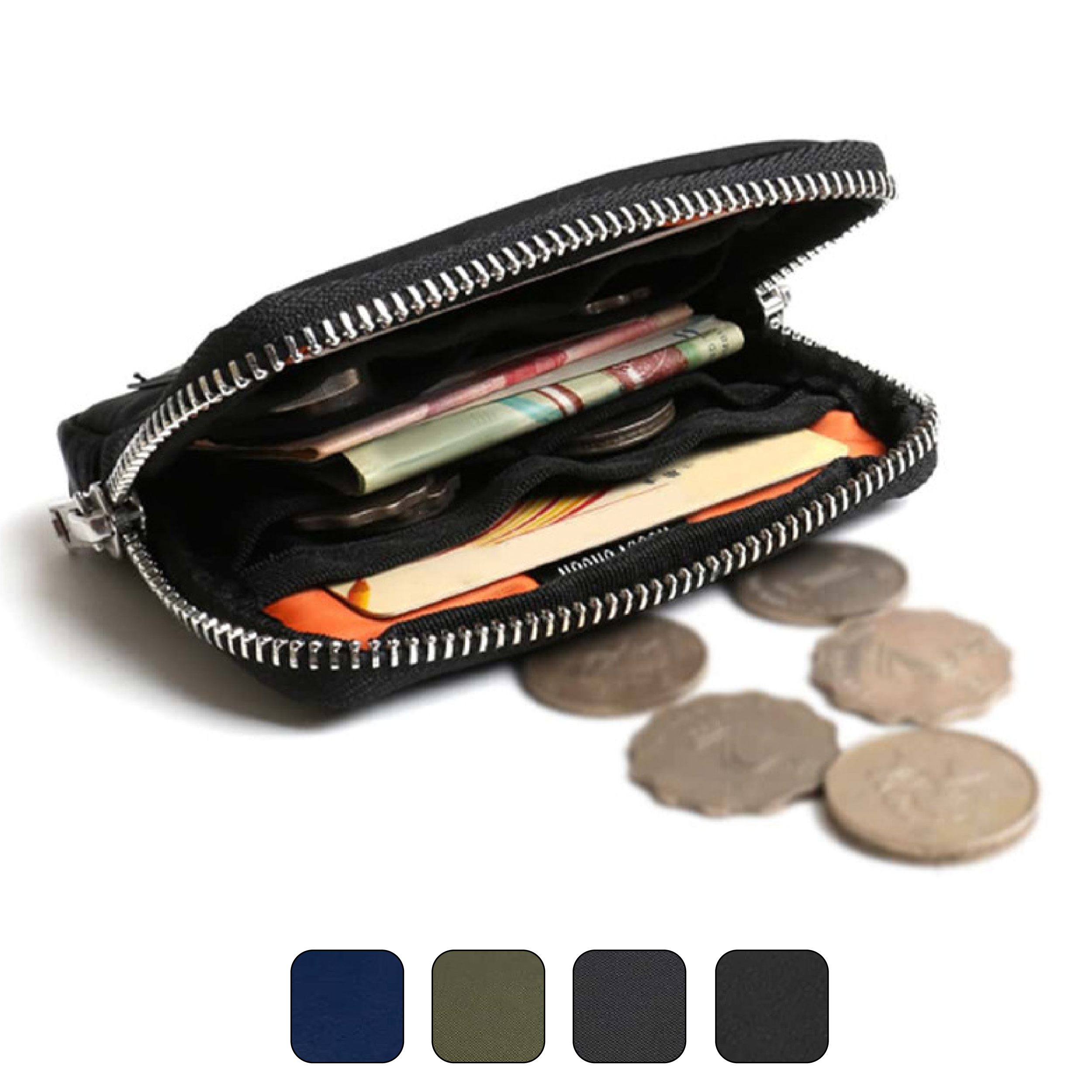 Compact Zipper Wallet for Coins Cards and Cash Storage