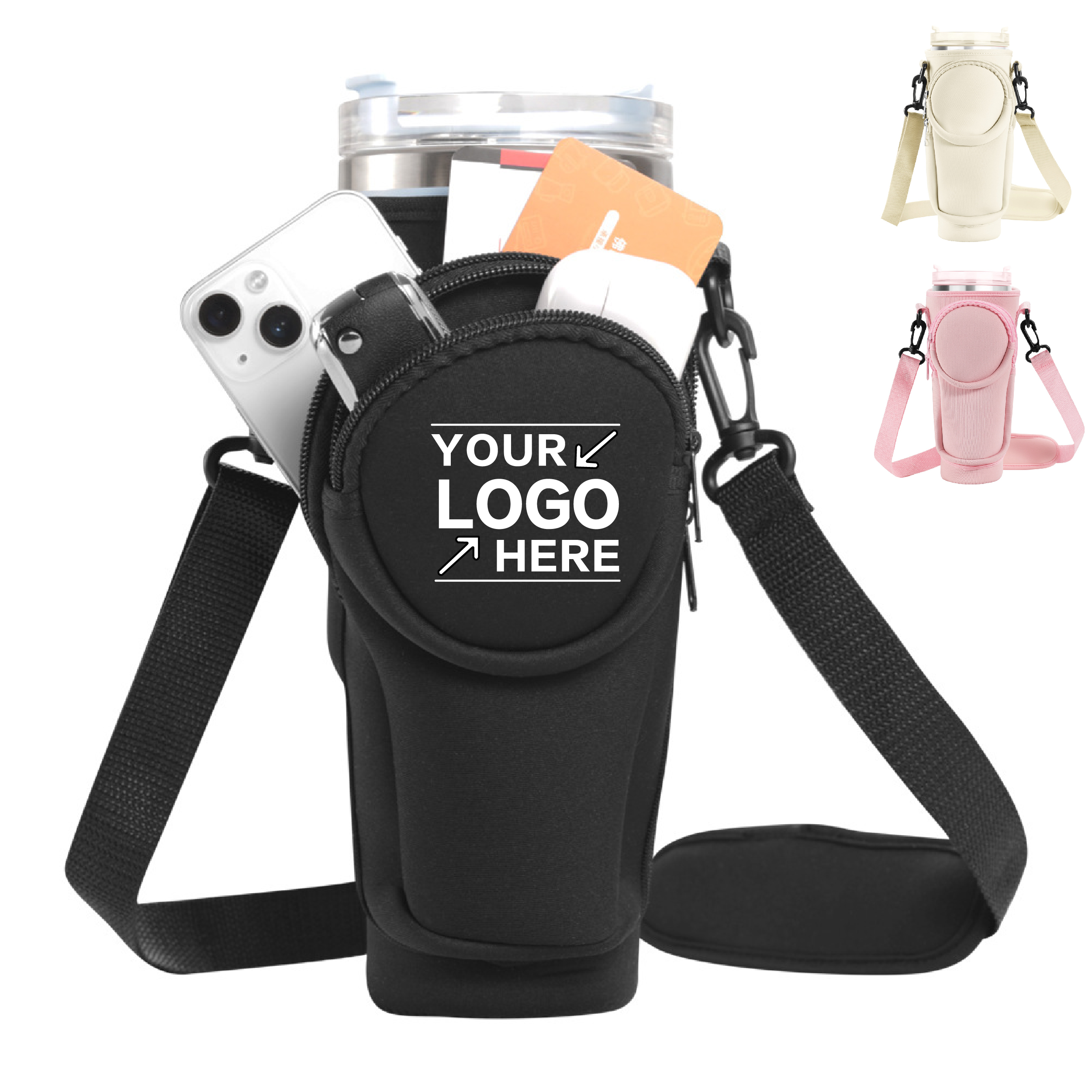 40oz Cup Bag with Storage Pockets and Shoulder Strap