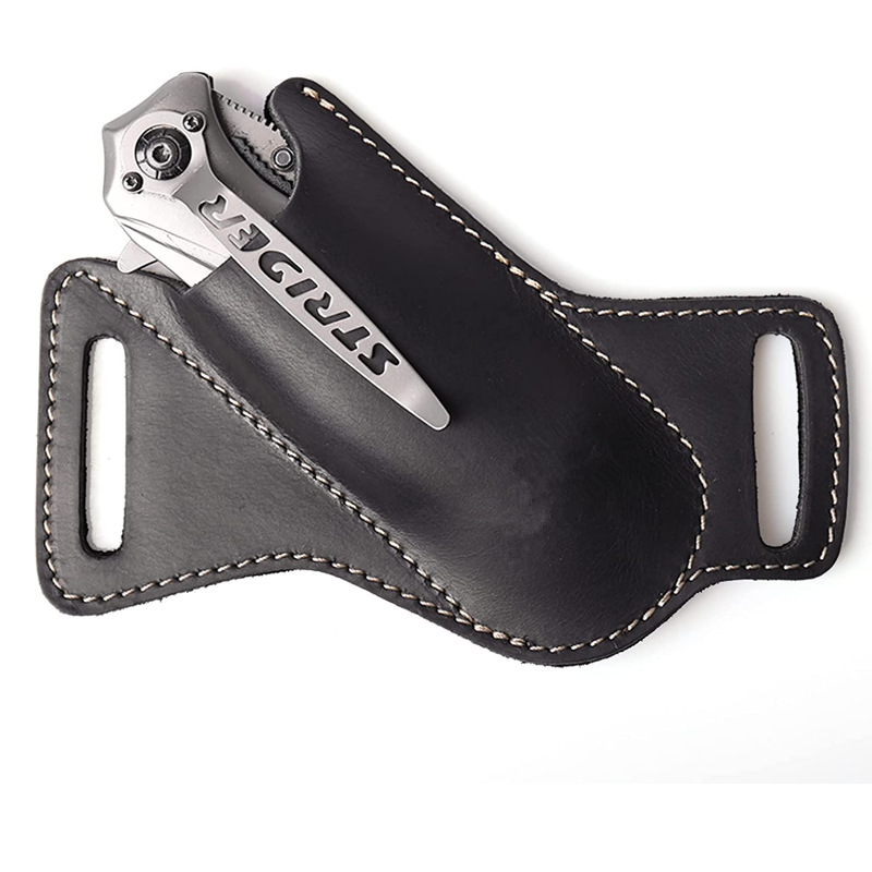 EDC PU Leather Belt Holster for Folding Knife or Multitool