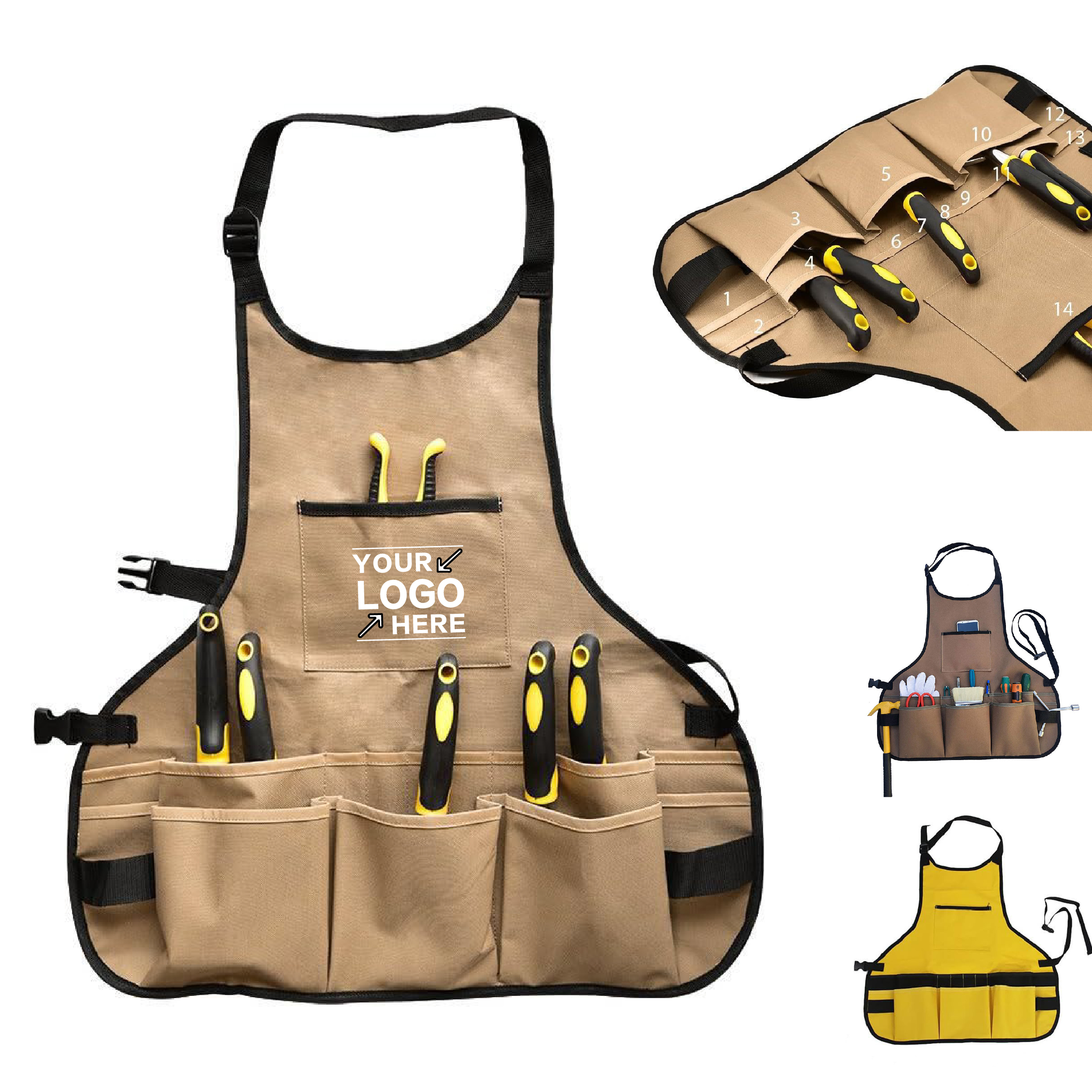 Adjustable Tool Apron with Pockets for Work and DIY Projects