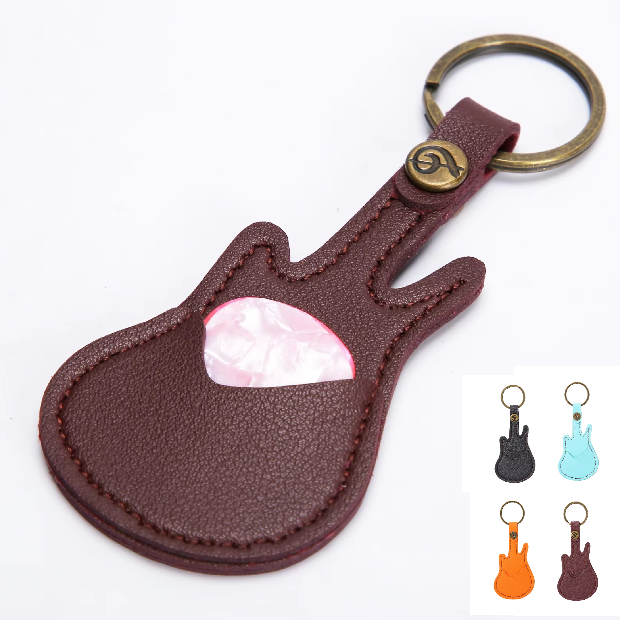 Leather Guitar Pick Holder Keychain for Easy Storage