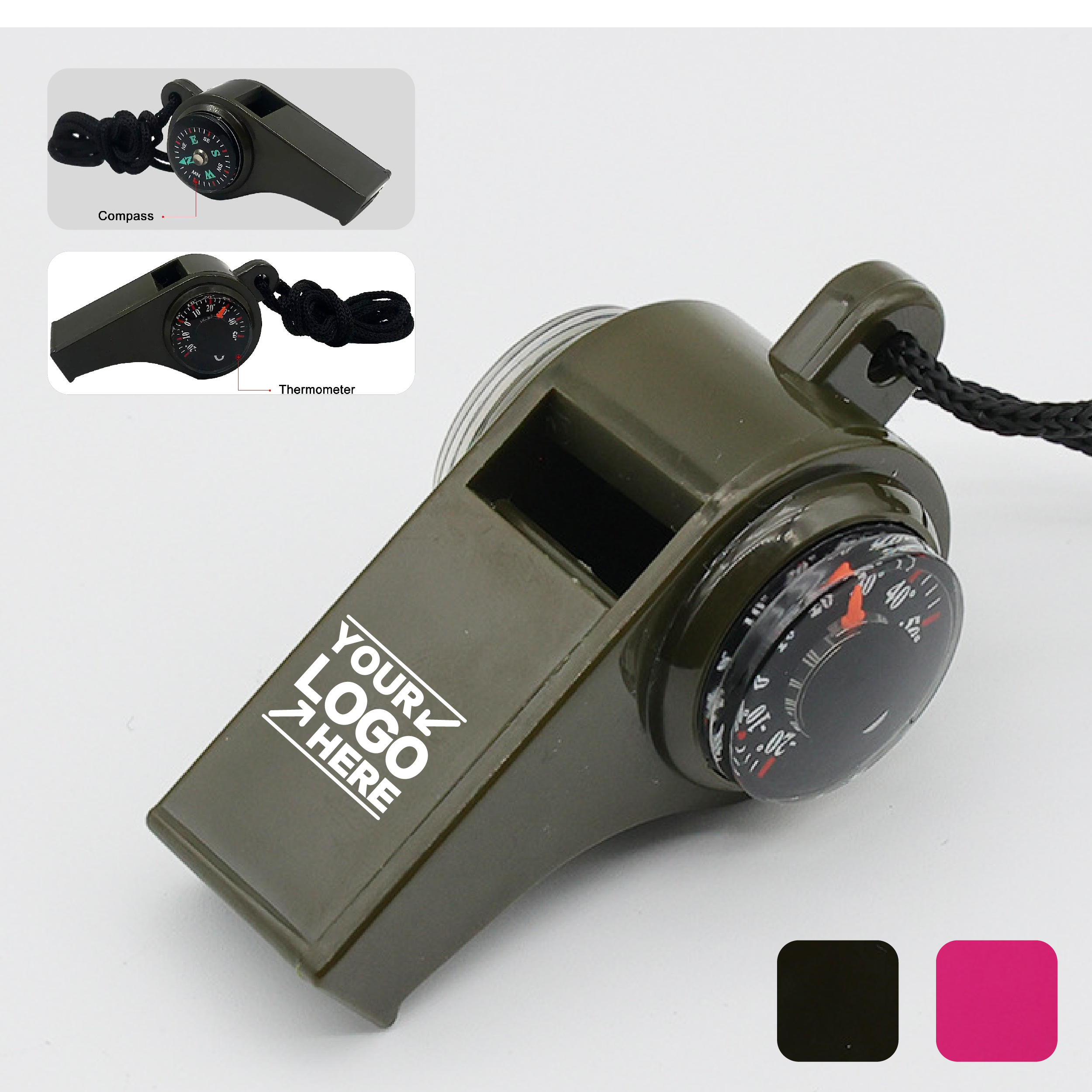  Multifunctional Survival Whistle with Compass and Thermomete 