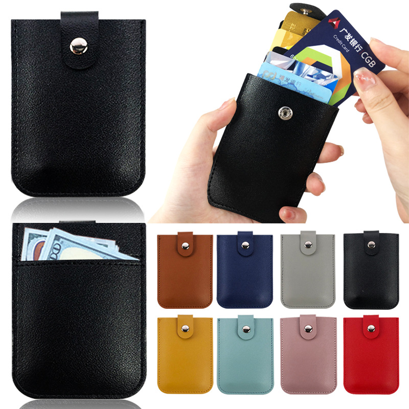 Pull Tab Leather Card Holder Wallet with Snap Closure 