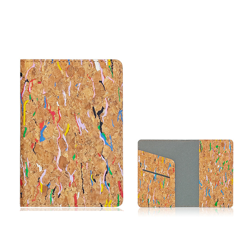 Natural Cork Passport Holder with Colorful Design