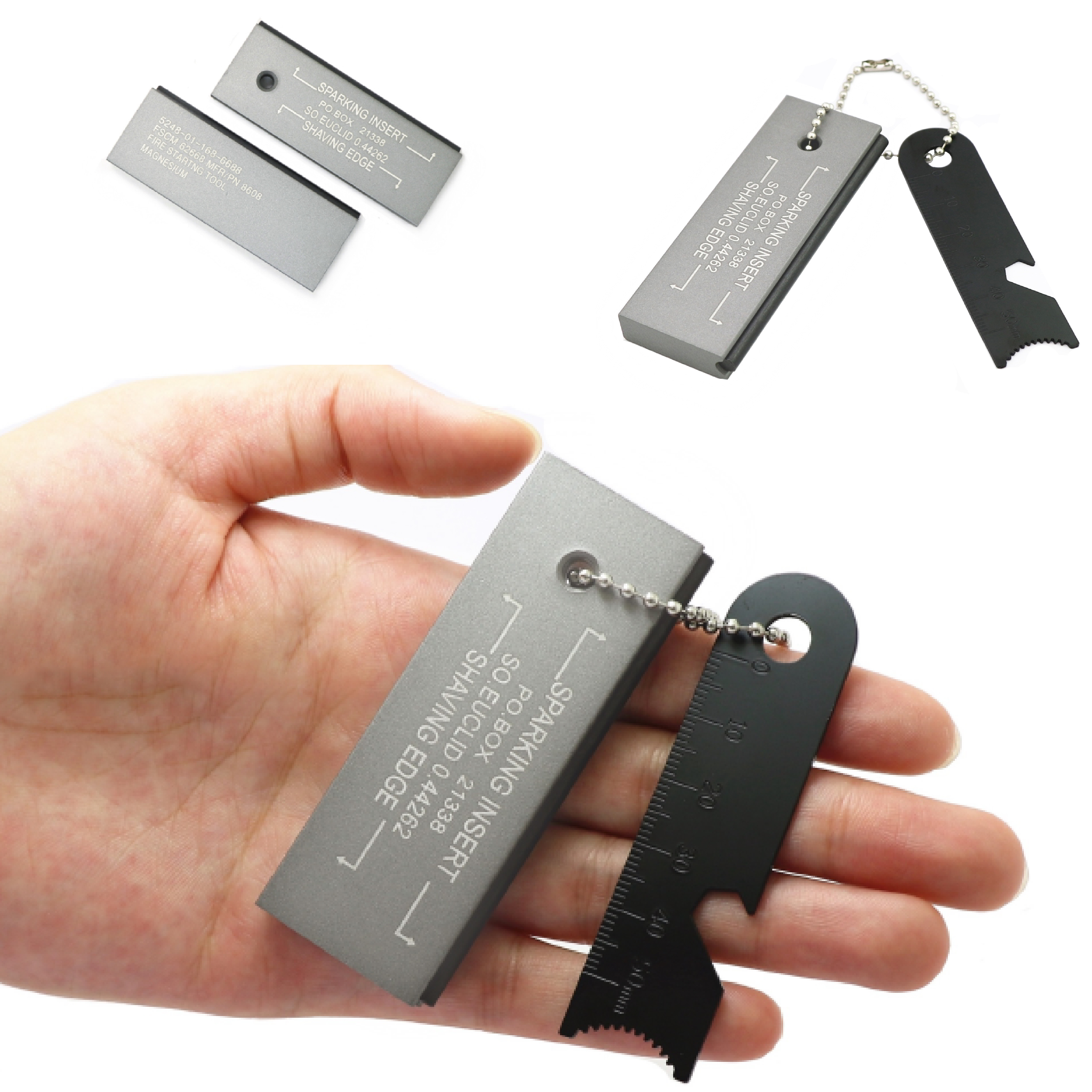 Magnesium Flint Fire Starter Kit with Keychain - Camping