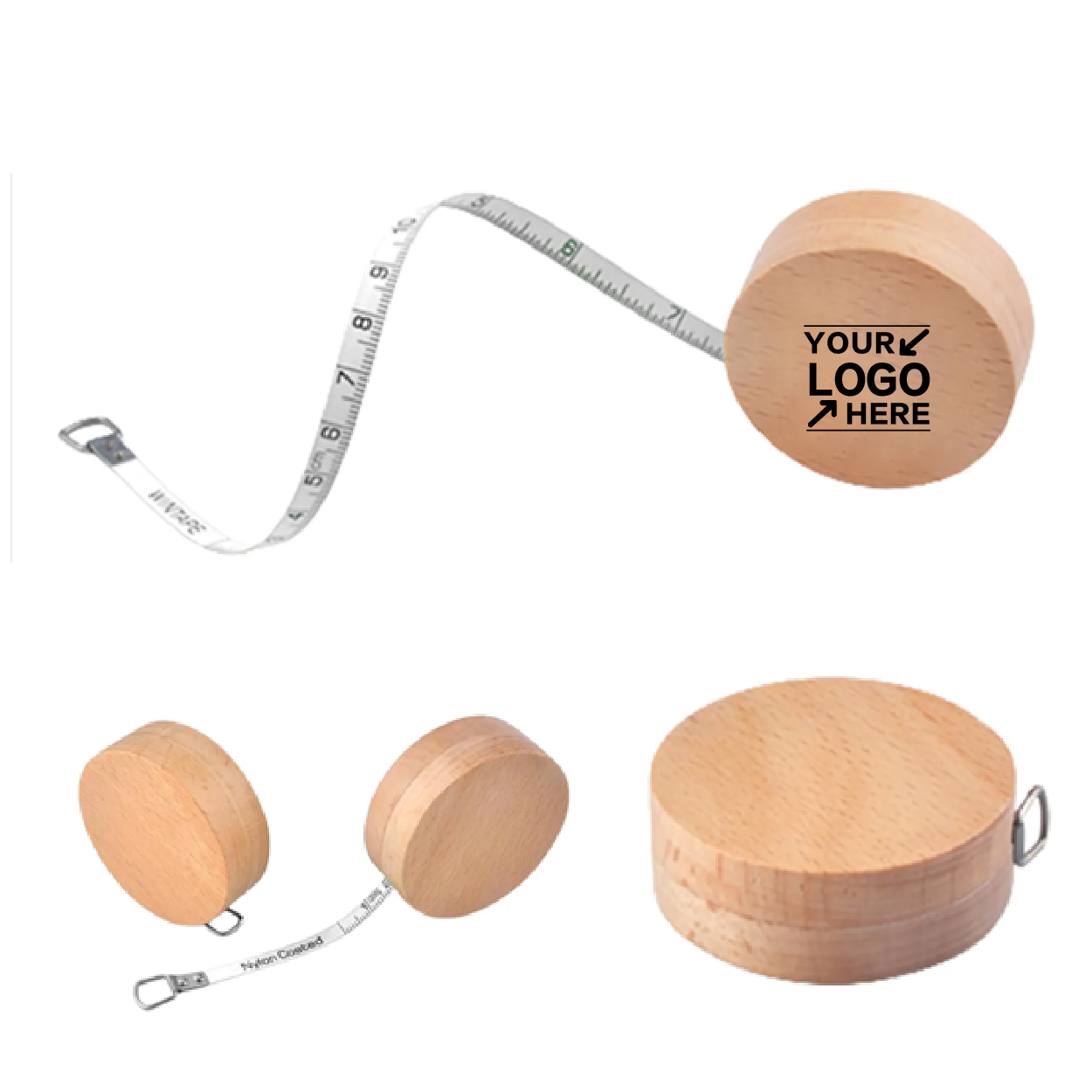 Round Wooden Retractable Tape Measure - Eco-Friendly Design 