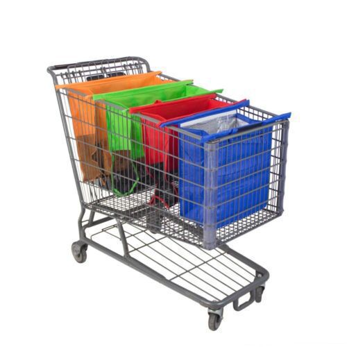 Reusable Trolley Bags Set Foldable Grocery Cart Organizers