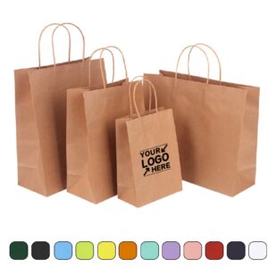 Custom Kraft Paper Shopping Gift Bags with Handle