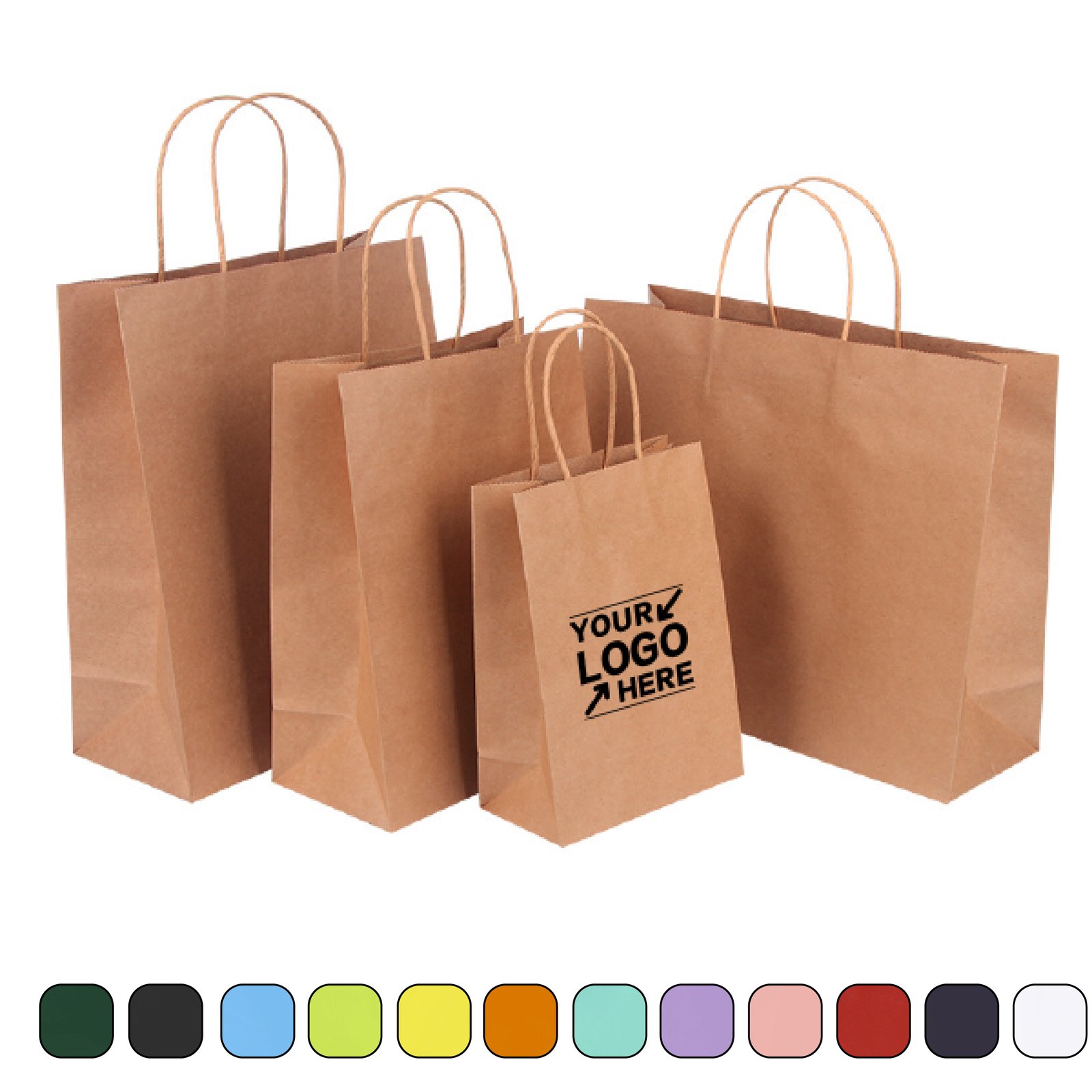 Custom Kraft Paper Shopping Gift Bags with Handle