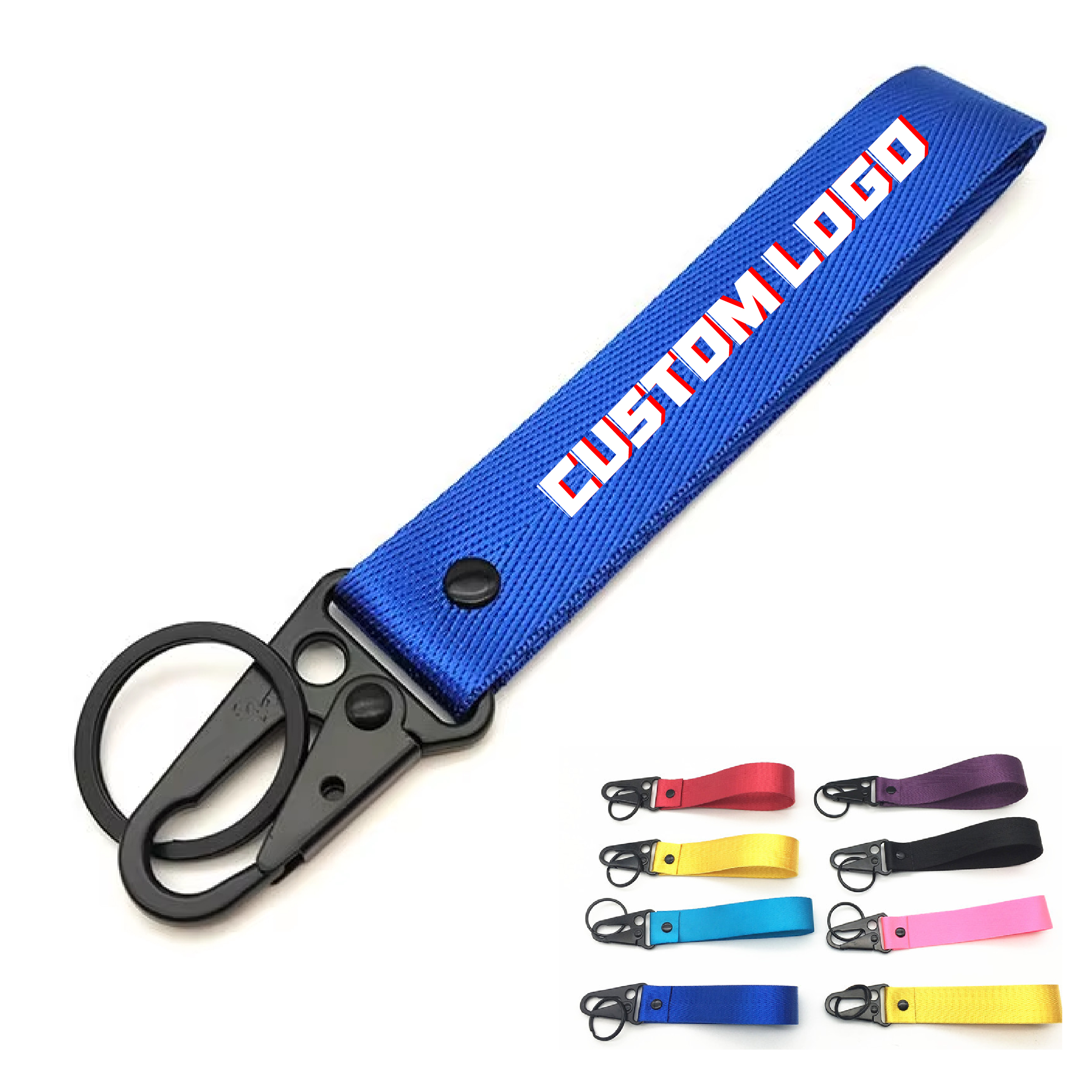Heavy Duty Nylon Key Ring Strap Colorful Carabiner Clip