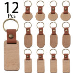 Wooden Leather Keychain – Rustic Handmade Key Ring Set