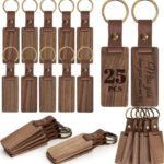 Wooden Leather Keychain – Rustic Handmade Key Ring Set