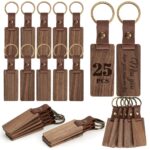 Wooden Leather Keychain – Rustic Handmade Key Ring Set