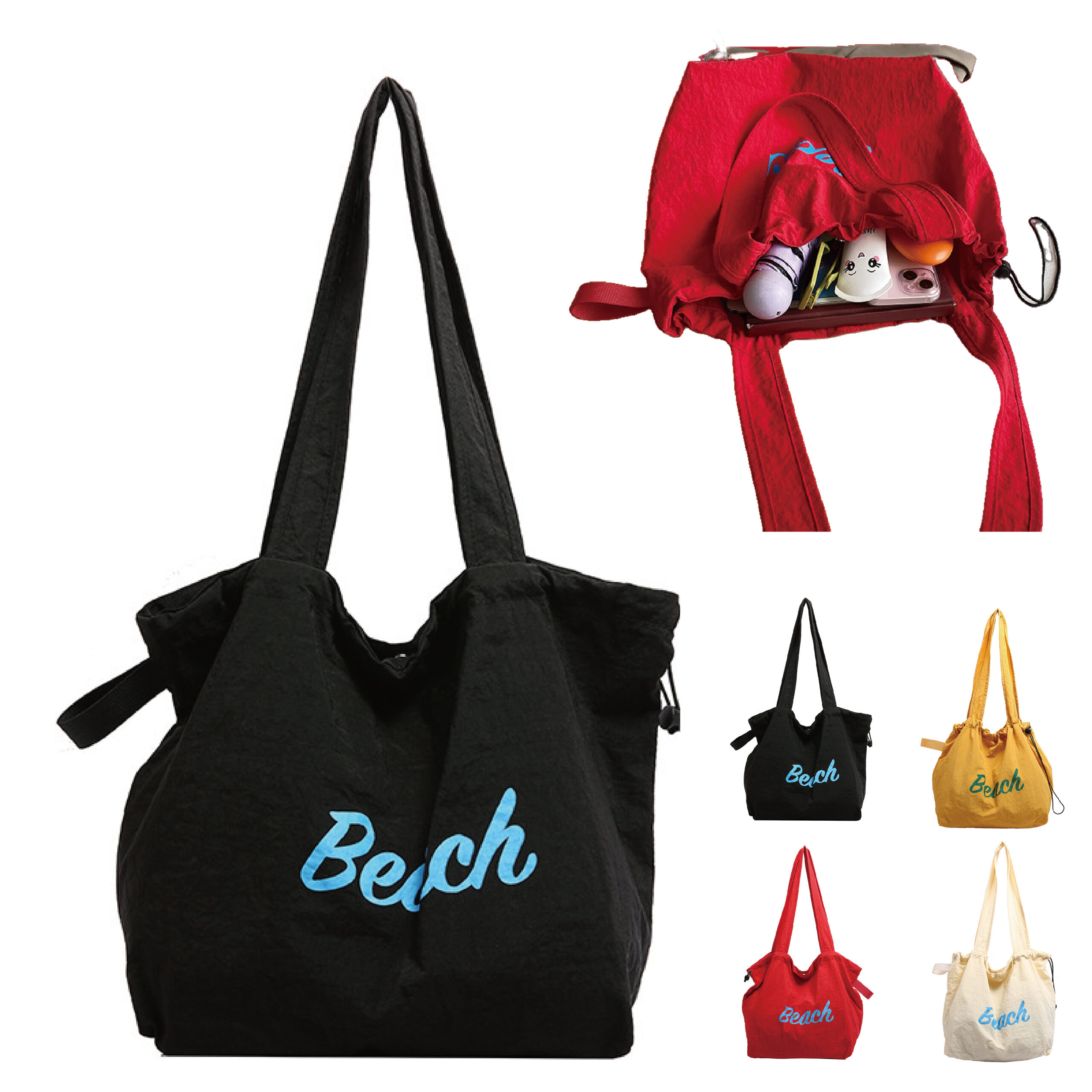 Large Shoulder Bag with Drawstring – Casual Canvas Tote