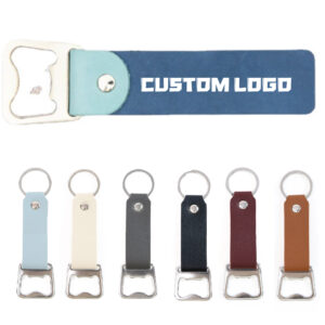 Personalized Leather Bottle Opener Keychain - Custom
