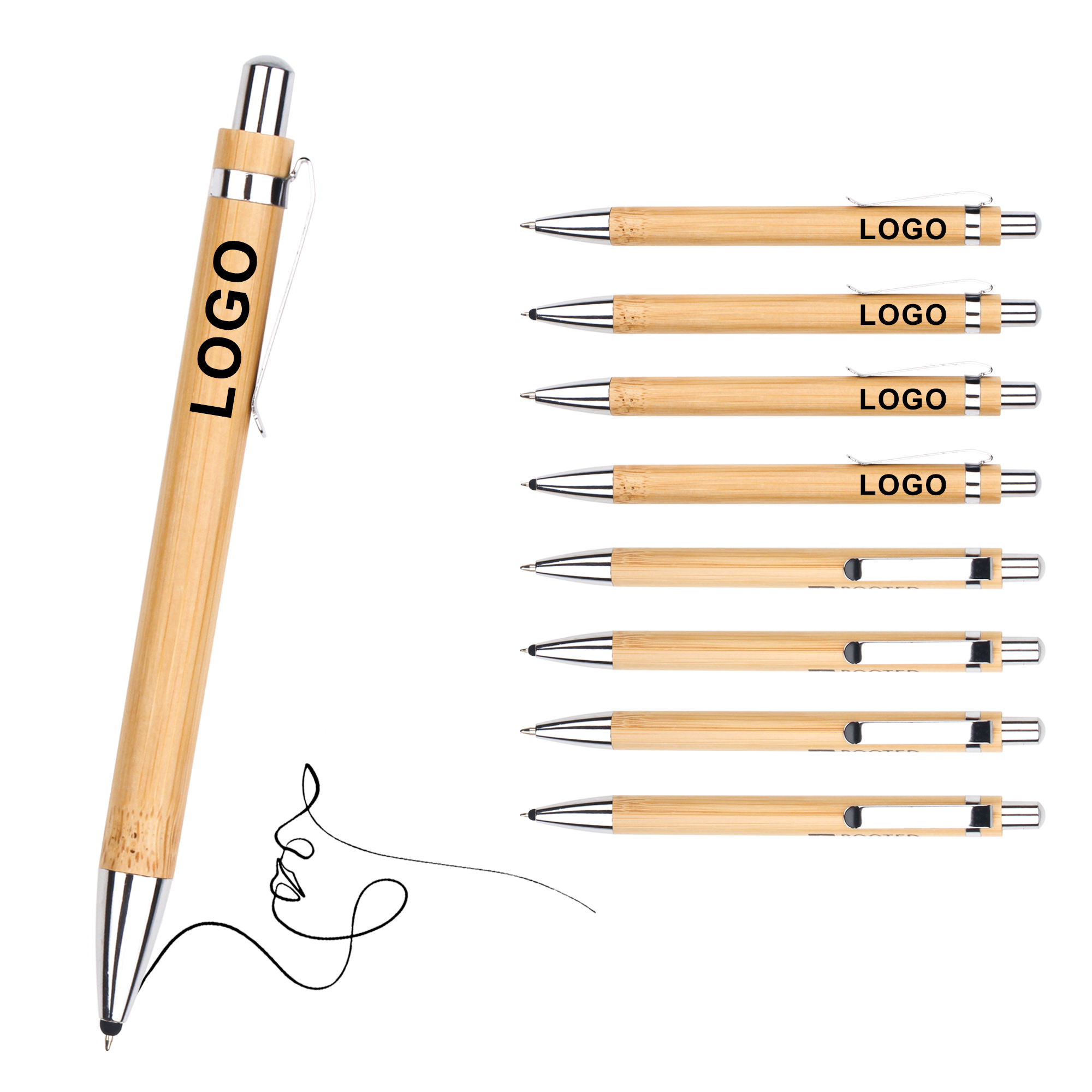 Custom Logo Bamboo Ballpoint Pen Eco Friendly