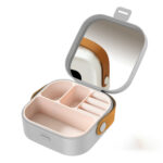 Portable Mini Travel Jewelry Organizer Box with Mirror