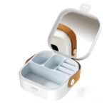 Portable Mini Travel Jewelry Organizer Box with Mirror