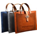 A4 Large Capacity Handheld Leather Document Bag with Handles